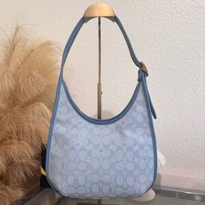 Authentic Coach Ergo Shoulder Bag In Signature Jacquard - Marble Blue/Azure